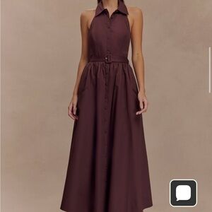 Meshki Cindy Collared Midi Dress - Chocolate NWT